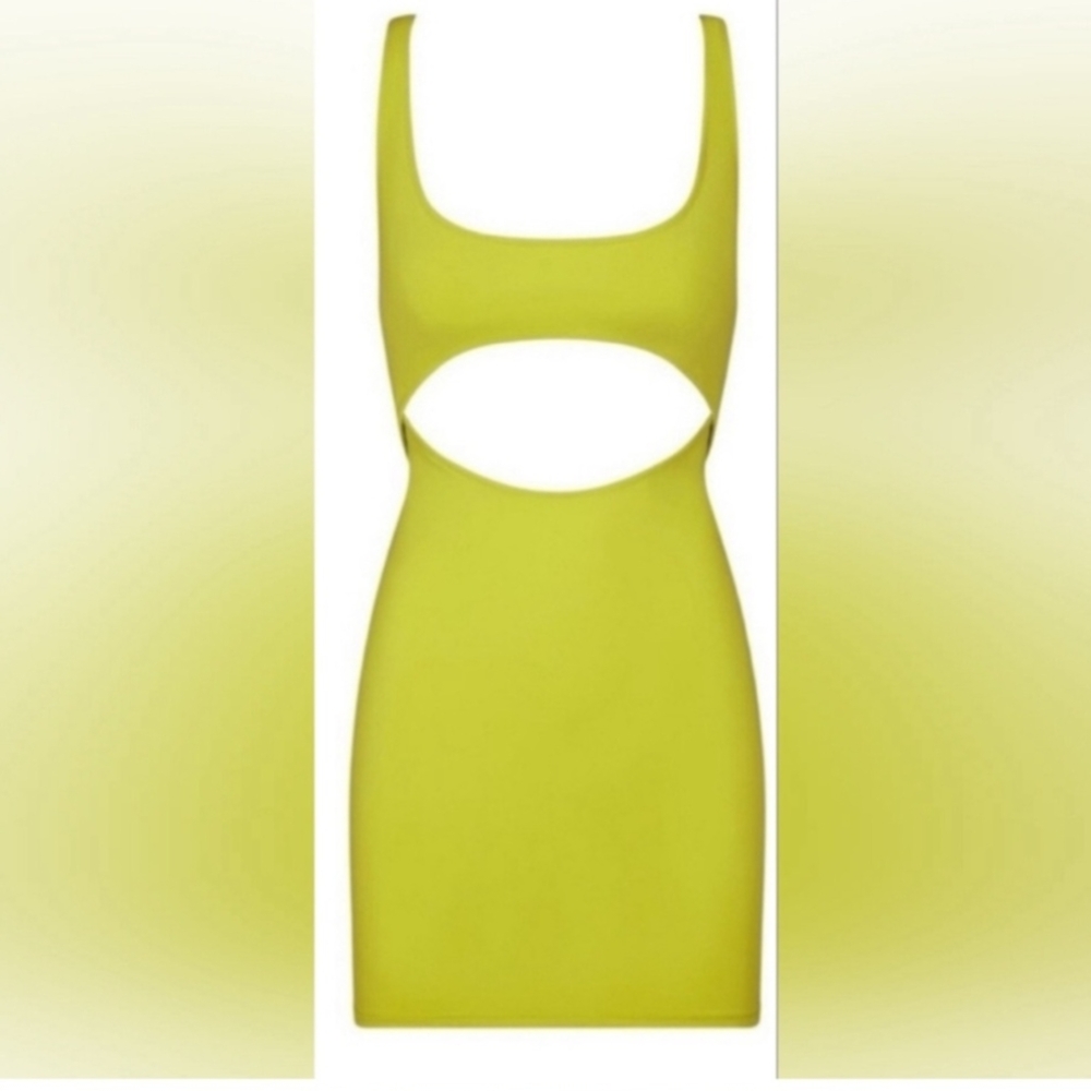 NWT SKIMS Signature Swim Cut Out Tank Dress In Citrus